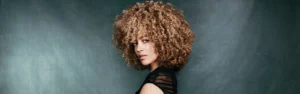 Curly hairstyle with Aveda products